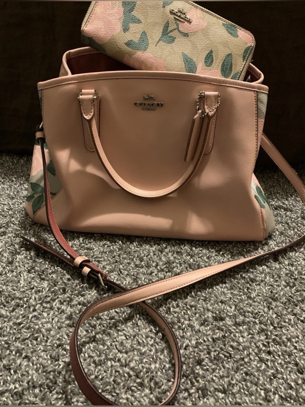 Coach Outlet Margot Pink Floral Satchel with Matching Wallet